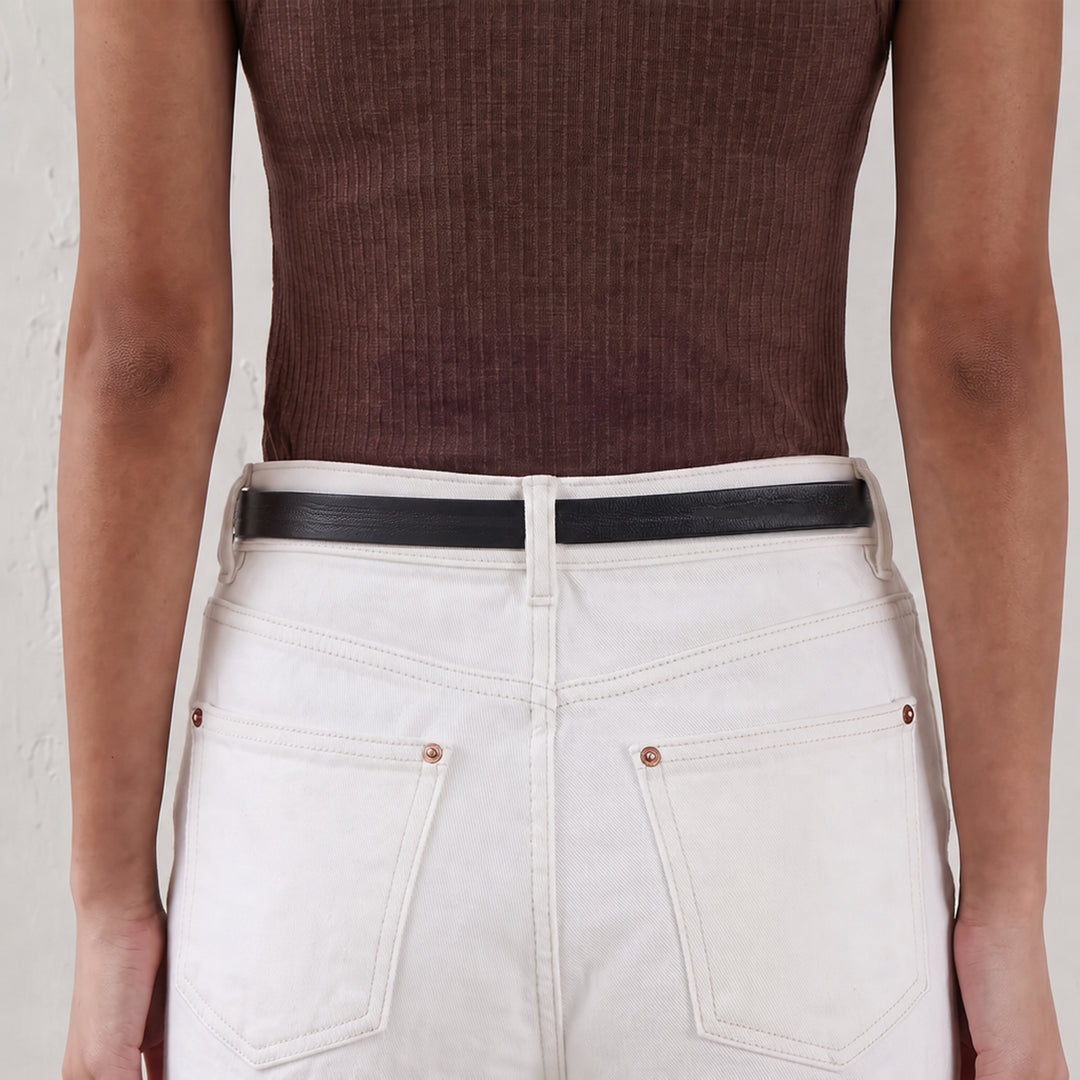 Cinturón de mujer de colección sencilla de piel curtida vegetal