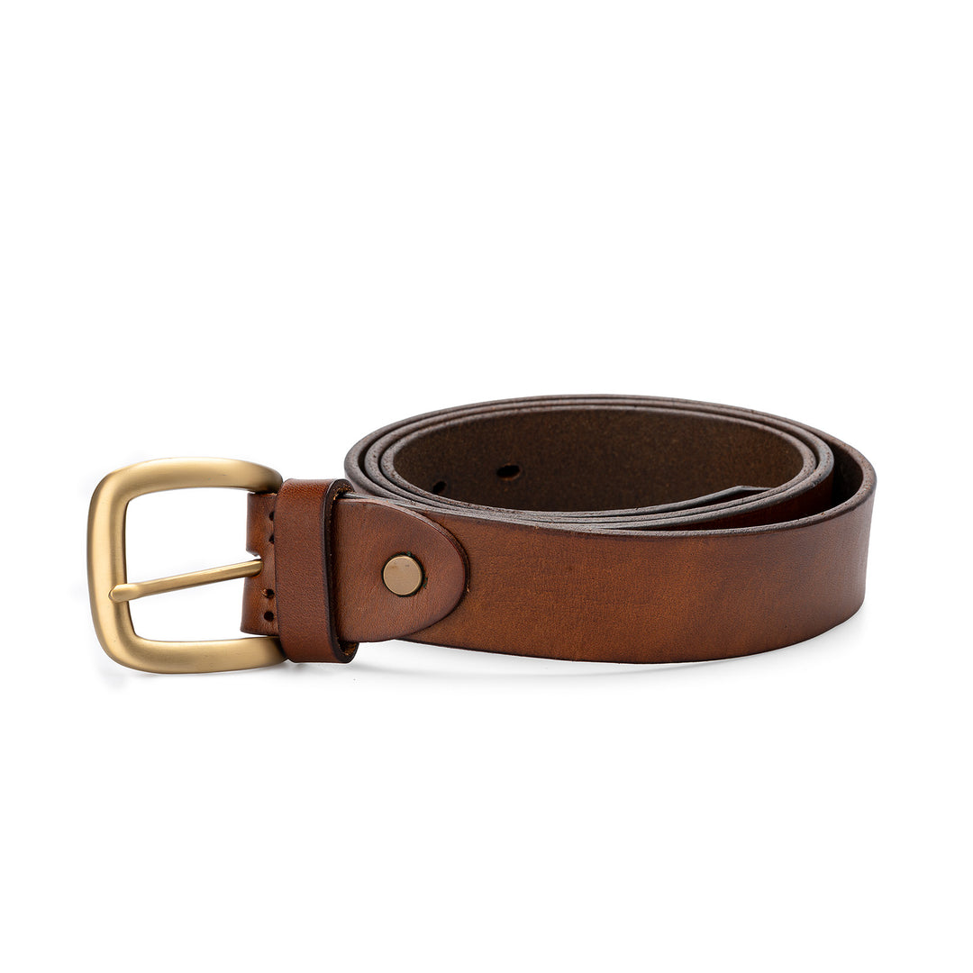 Cinturón de mujer de colección sencilla de piel curtida vegetal
