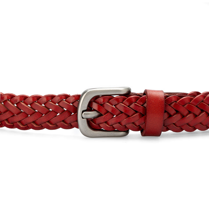 Women’s Cowhide Leather Belt Handwoven Slim Braided Waist Belt