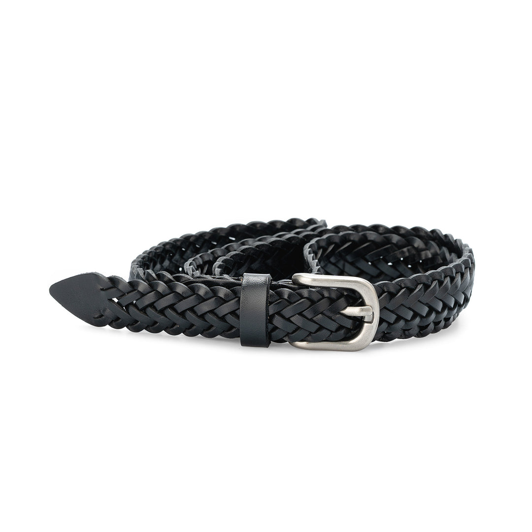 Women’s Cowhide Leather Belt Handwoven Slim Braided Waist Belt