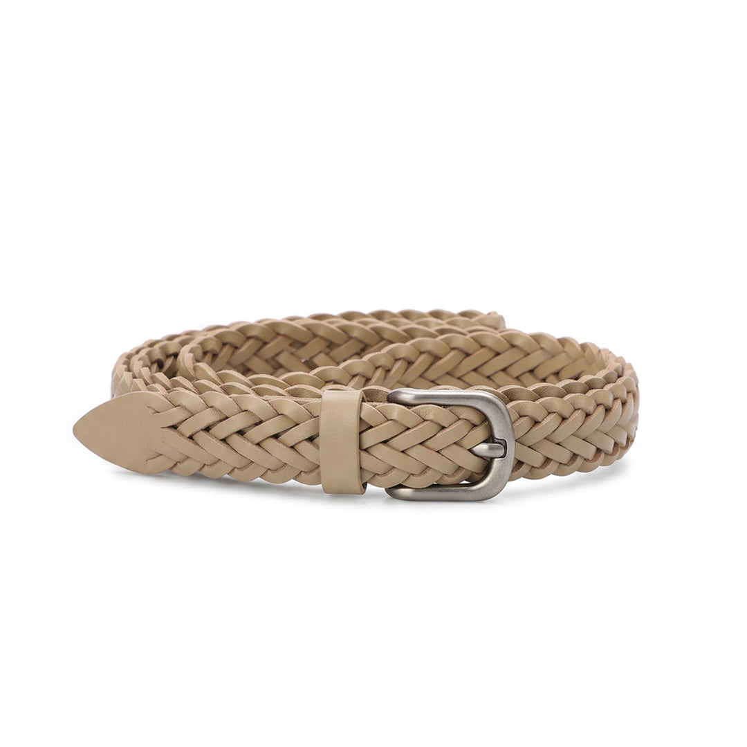 Women’s Cowhide Leather Belt Handwoven Slim Braided Waist Belt
