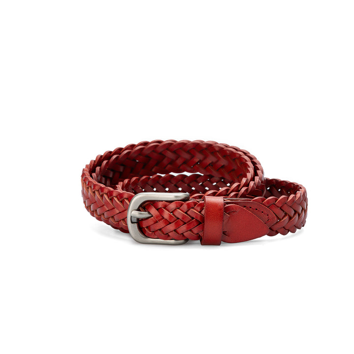 Women’s Cowhide Leather Belt Handwoven Slim Braided Waist Belt