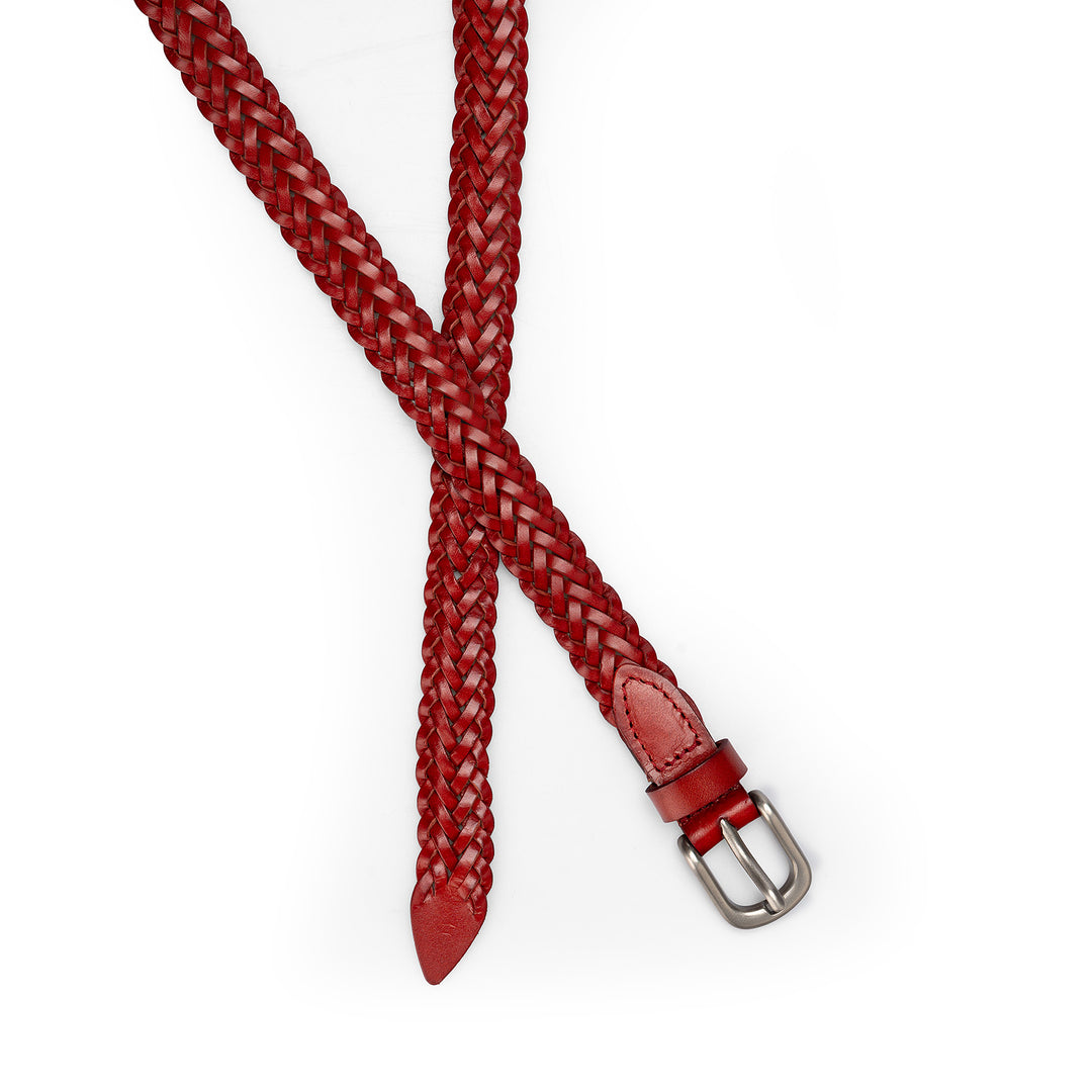 Women’s Cowhide Leather Belt Handwoven Slim Braided Waist Belt