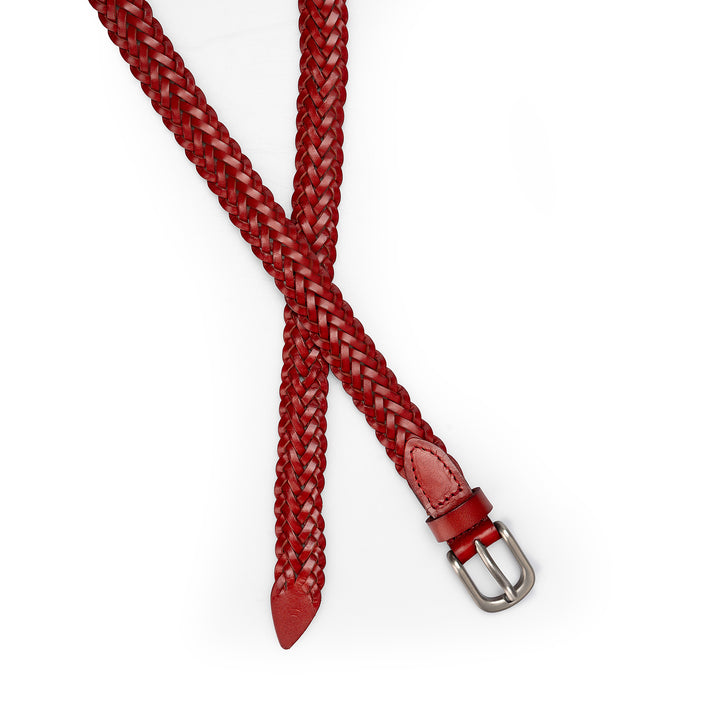 Women’s Cowhide Leather Belt Handwoven Slim Braided Waist Belt