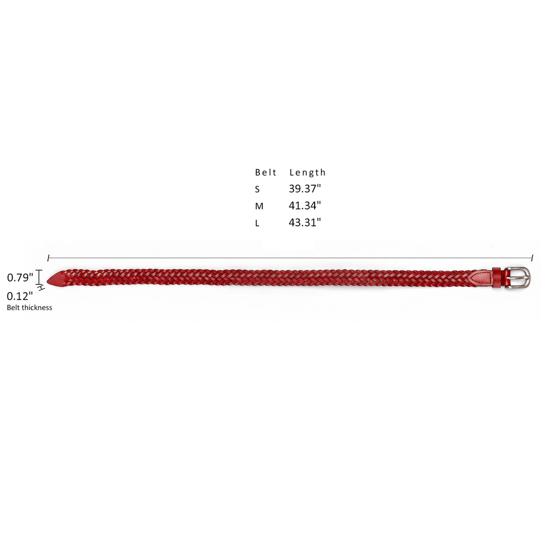 Women’s Cowhide Leather Belt Handwoven Slim Braided Waist Belt