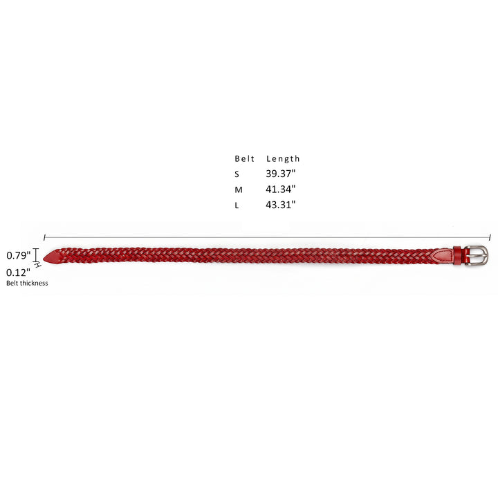 Women’s Cowhide Leather Belt Handwoven Slim Braided Waist Belt