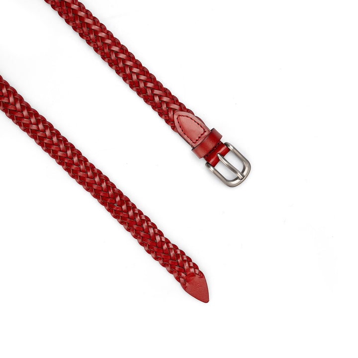 Women’s Cowhide Leather Belt Handwoven Slim Braided Waist Belt
