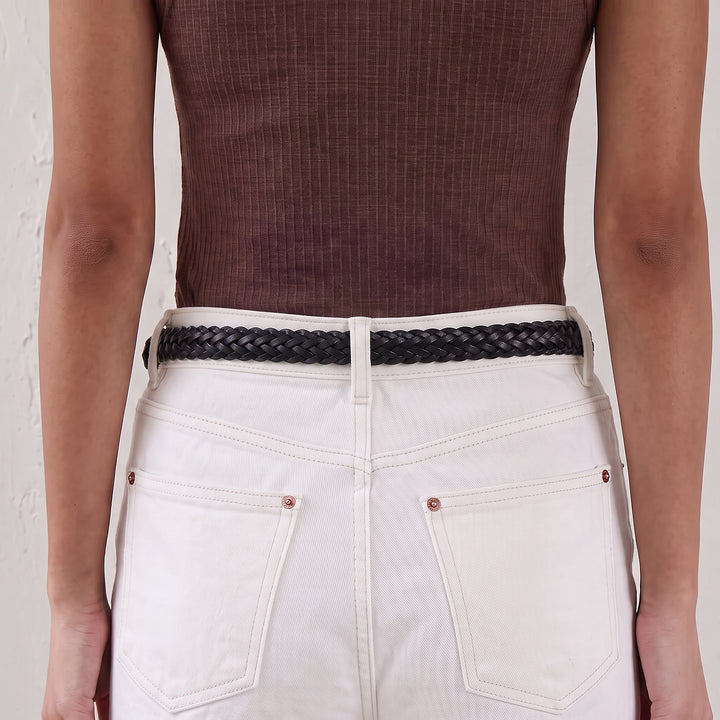 Women’s Cowhide Leather Belt Handwoven Slim Braided Waist Belt