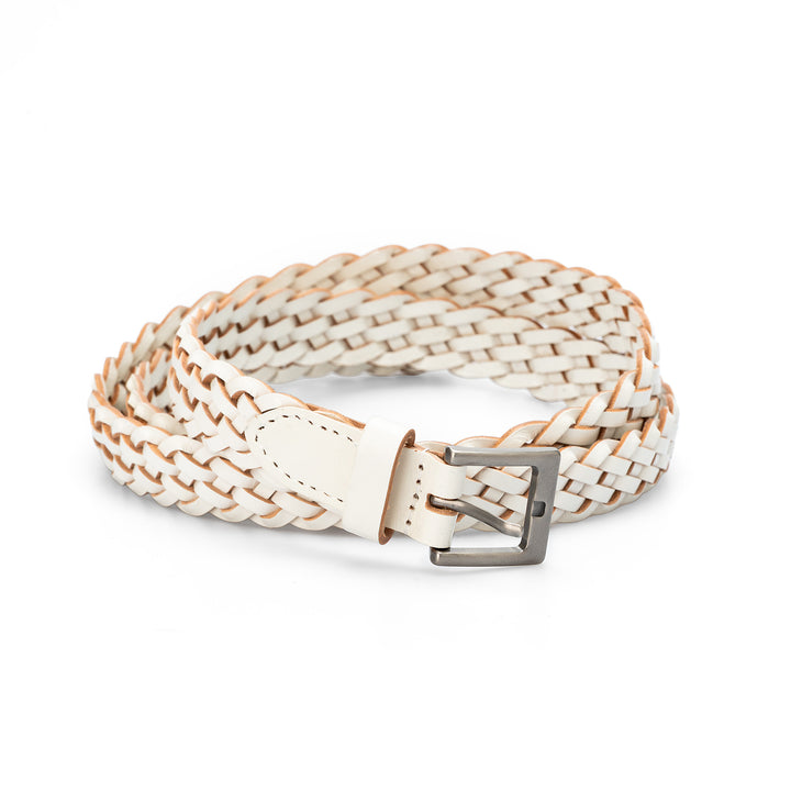 Women’s Top Grain Leather Belt Handwoven Slim Braided Waist Belt
