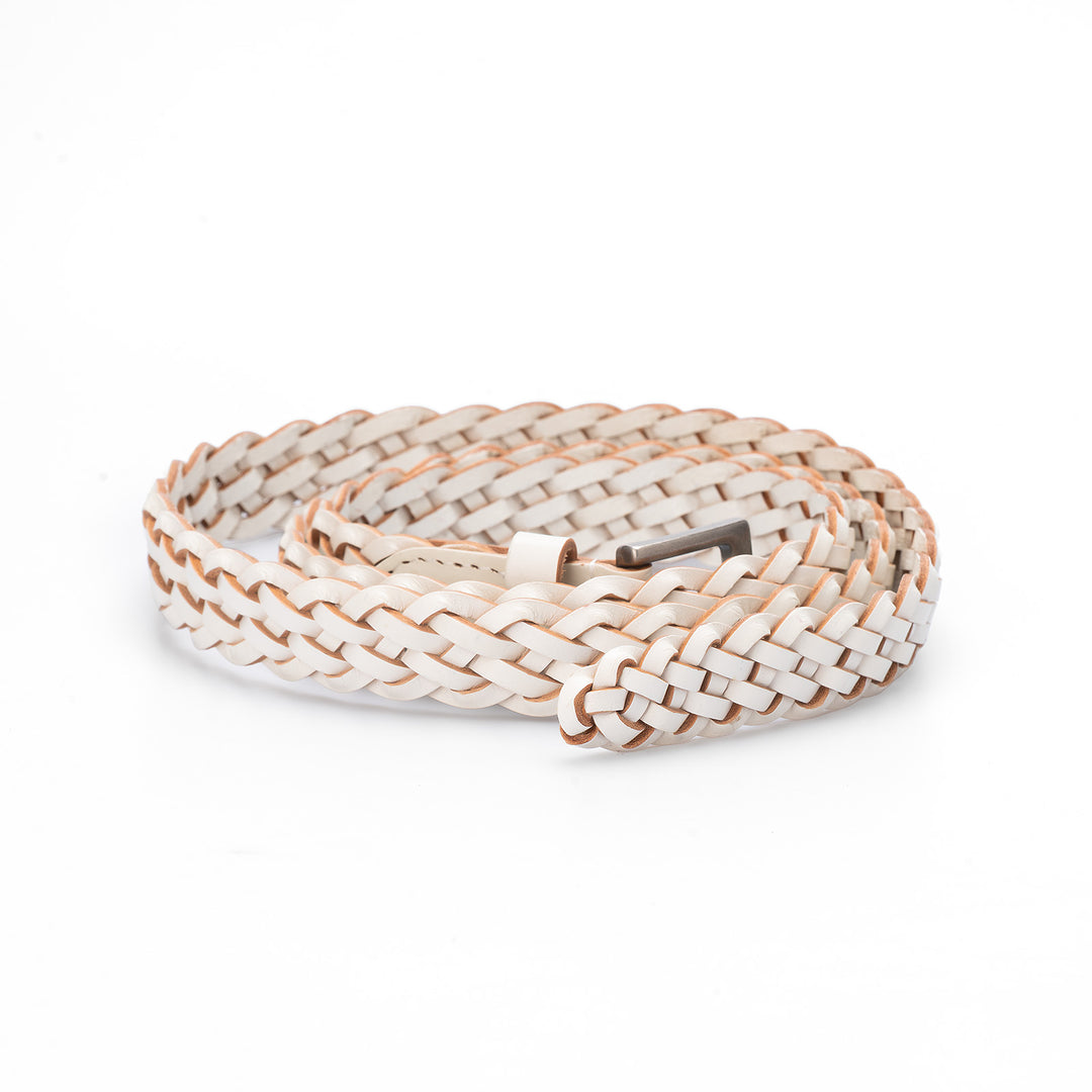 Women’s Top Grain Leather Belt Handwoven Slim Braided Waist Belt