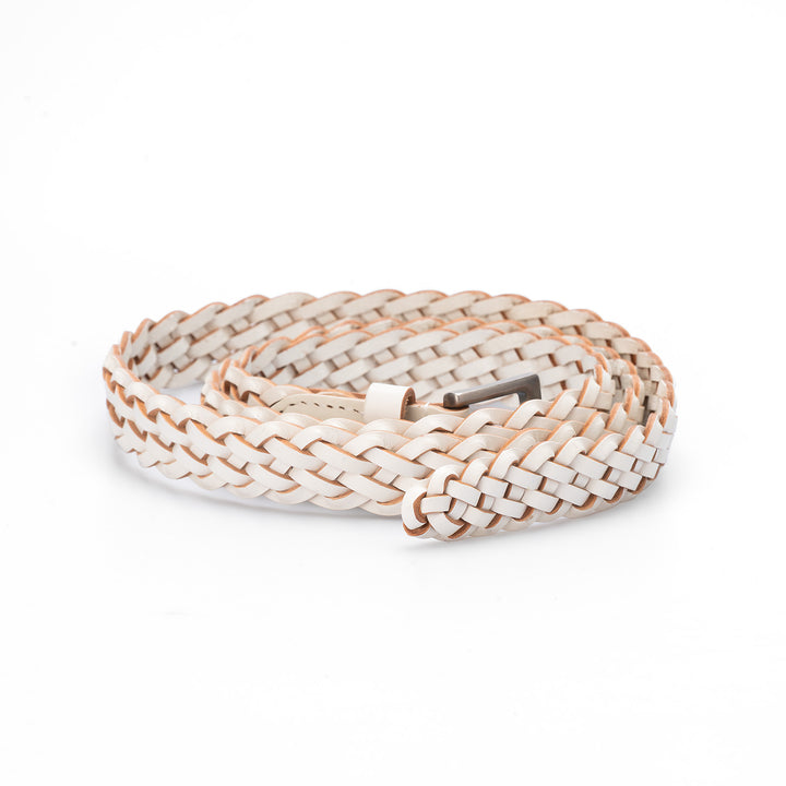 Women’s Top Grain Leather Belt Handwoven Slim Braided Waist Belt