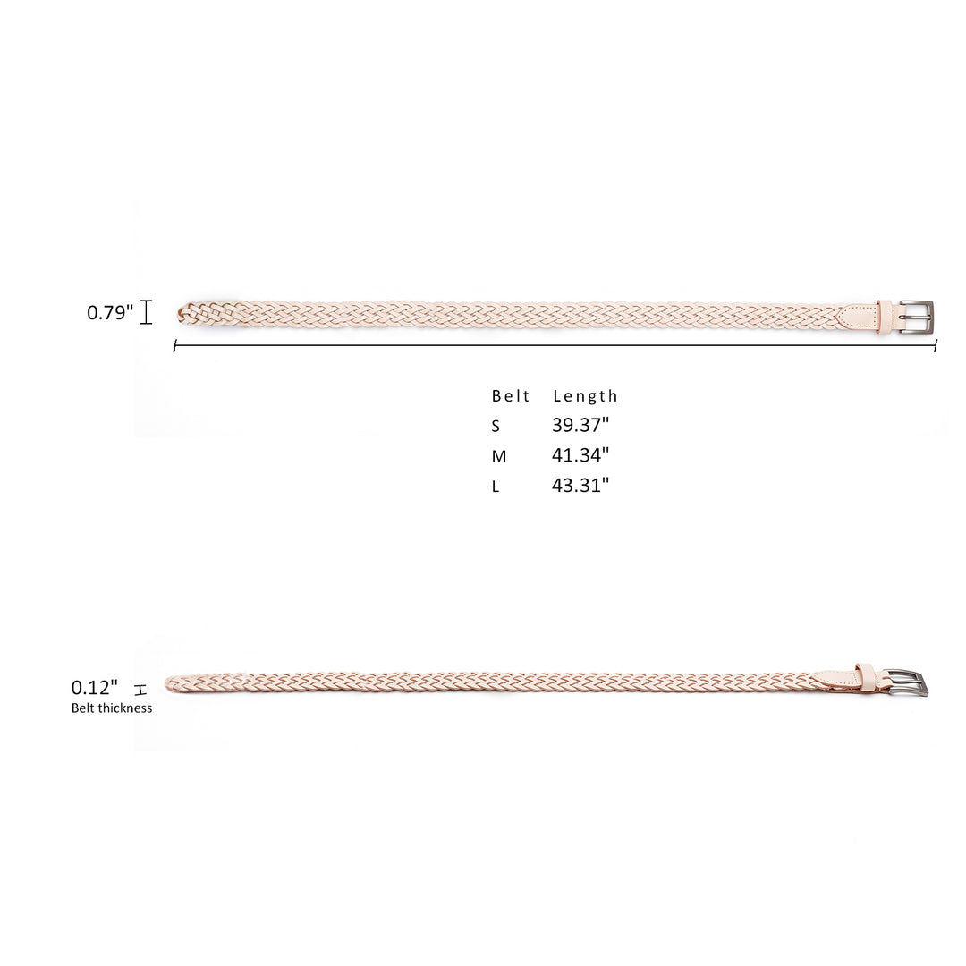 Women’s Top Grain Leather Belt Handwoven Slim Braided Waist Belt