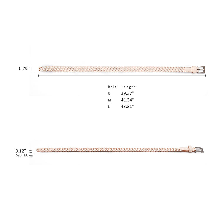 Women’s Top Grain Leather Belt Handwoven Slim Braided Waist Belt