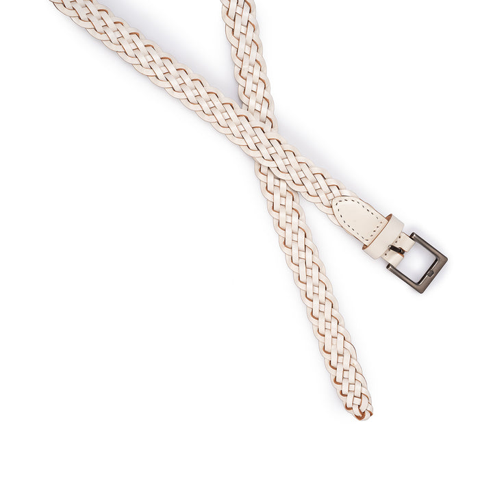 Women’s Top Grain Leather Belt Handwoven Slim Braided Waist Belt