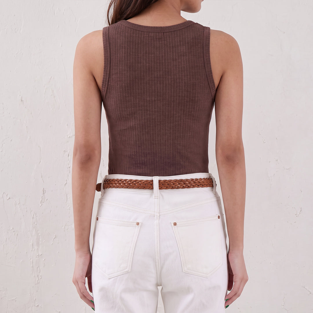 Women’s Top Grain Leather Belt Handwoven Slim Braided Waist Belt