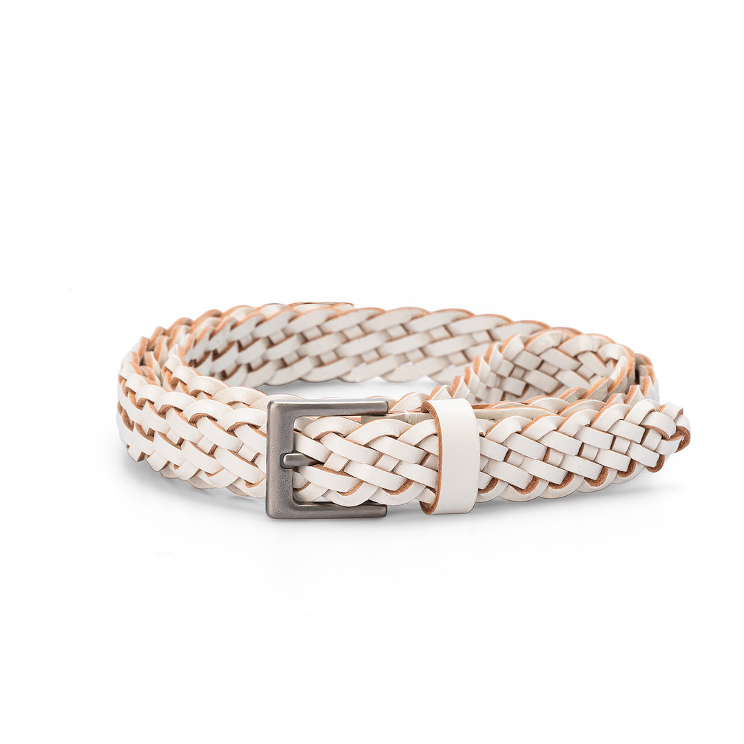 Women’s Top Grain Leather Belt Handwoven Slim Braided Waist Belt