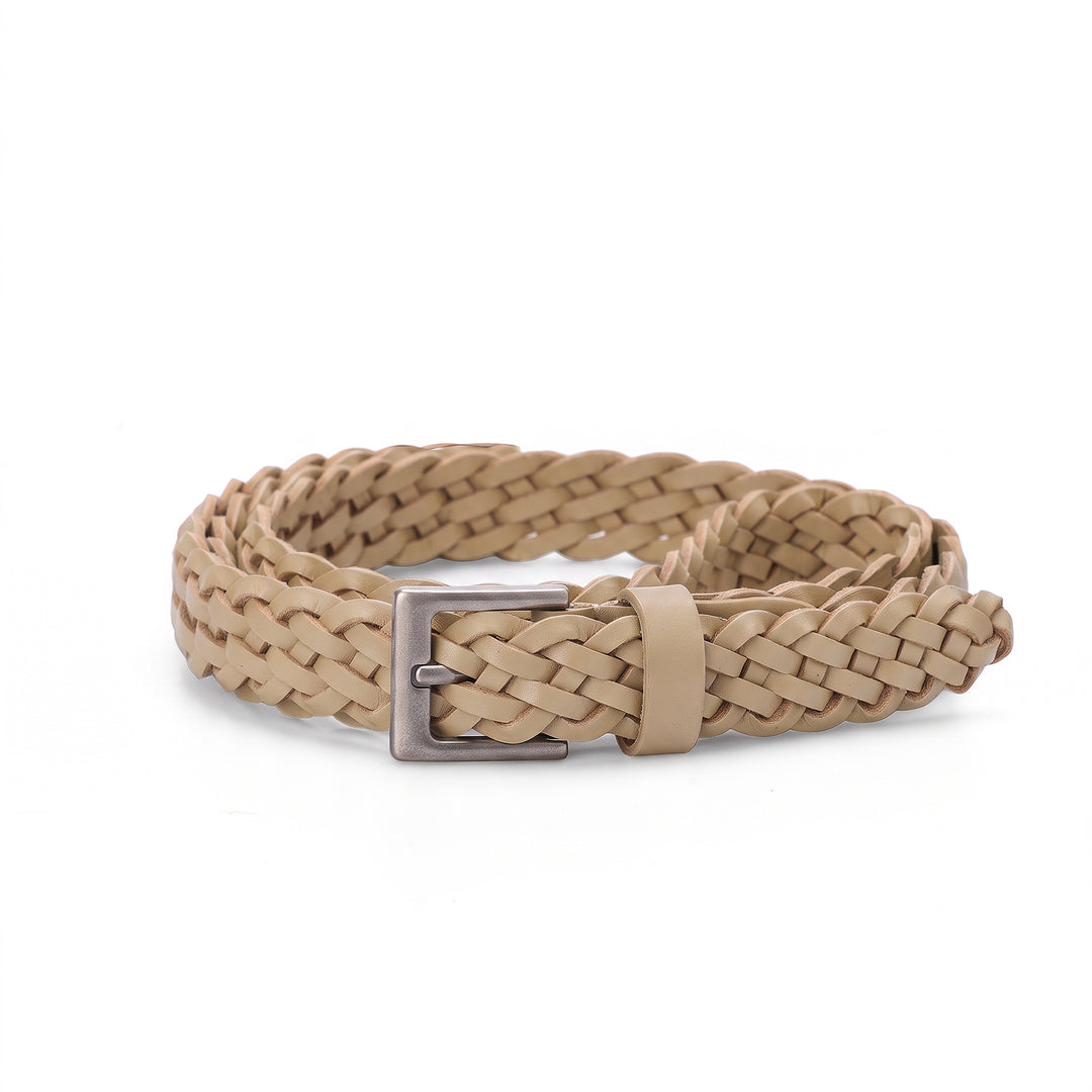 Women’s Top Grain Leather Belt Handwoven Slim Braided Waist Belt