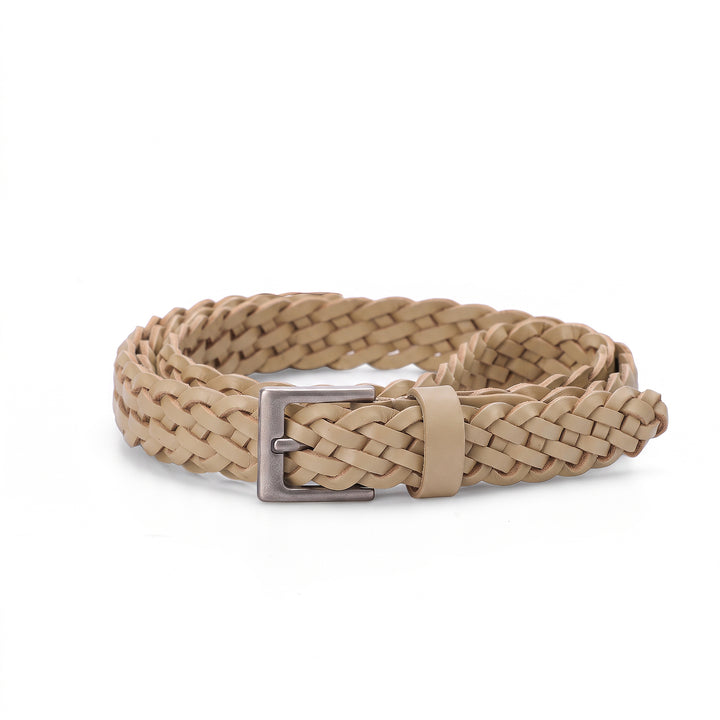 Women’s Top Grain Leather Belt Handwoven Slim Braided Waist Belt