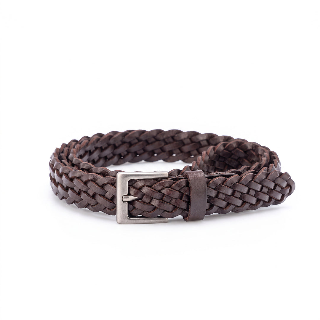 Women’s Top Grain Leather Belt Handwoven Slim Braided Waist Belt