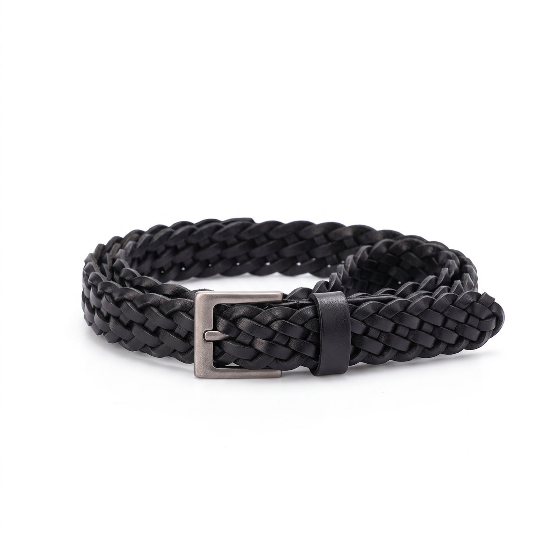 Women’s Top Grain Leather Belt Handwoven Slim Braided Waist Belt