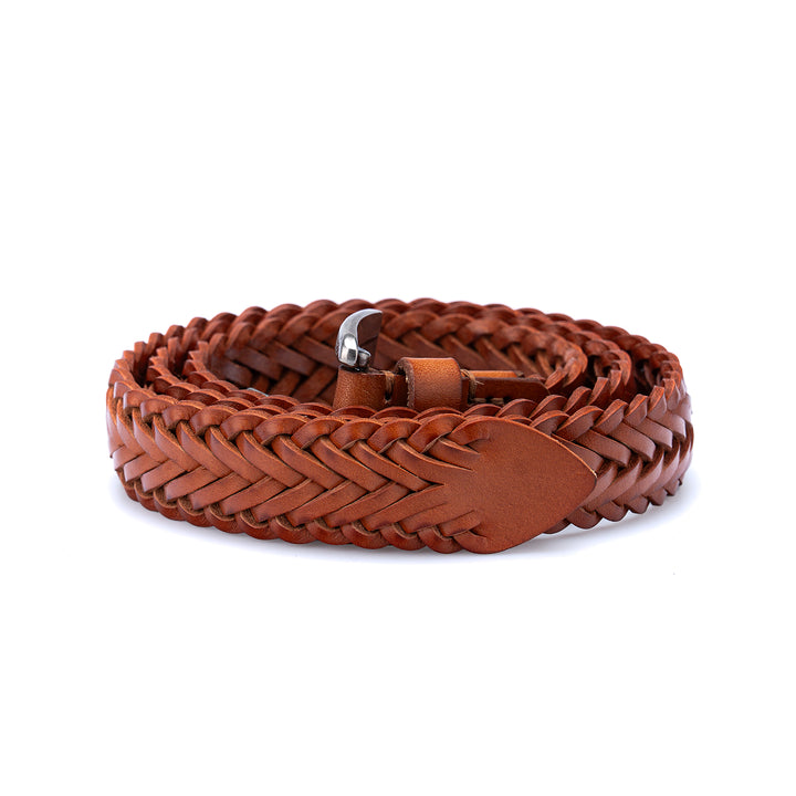 Cinturón de mujer de colección sencilla de piel curtida vegetal