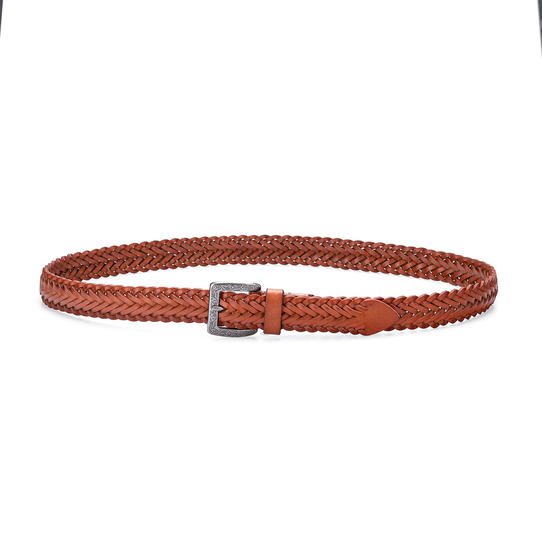 Cinturón de mujer de colección sencilla de piel curtida vegetal