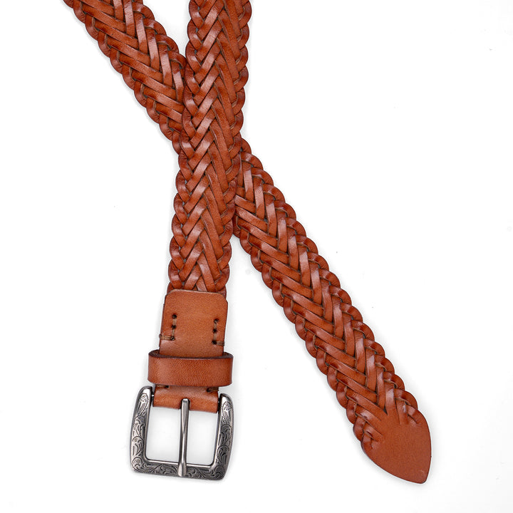 Cinturón de mujer de colección sencilla de piel curtida vegetal