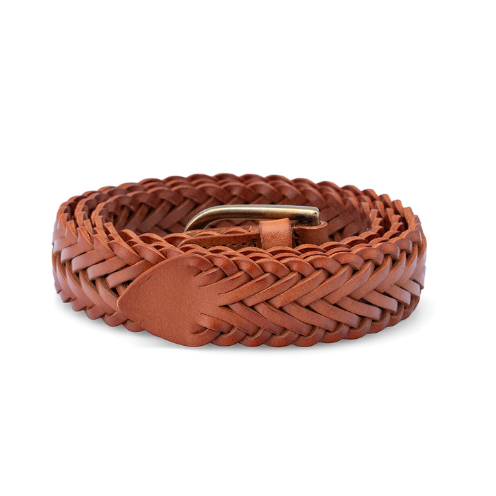 Cinturón de mujer de colección sencilla de piel curtida vegetal