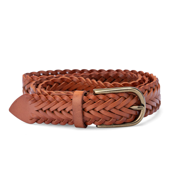 Cinturón de mujer de colección sencilla de piel curtida vegetal