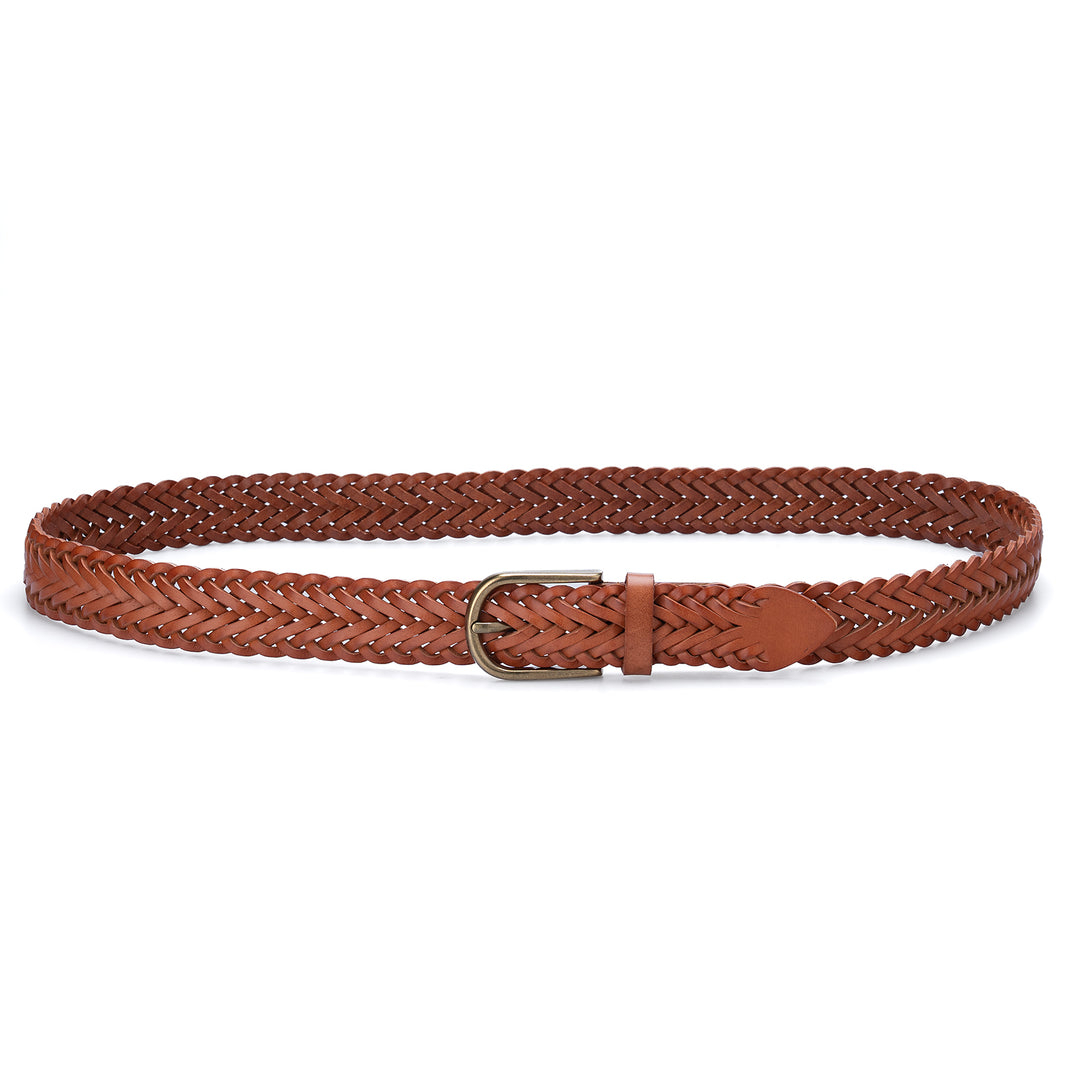 Cinturón de mujer de colección sencilla de piel curtida vegetal