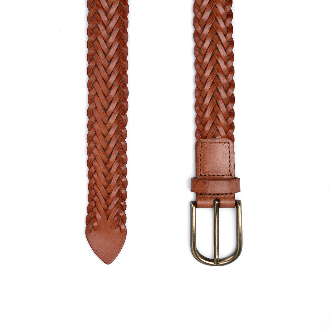 Cinturón de mujer de colección sencilla de piel curtida vegetal