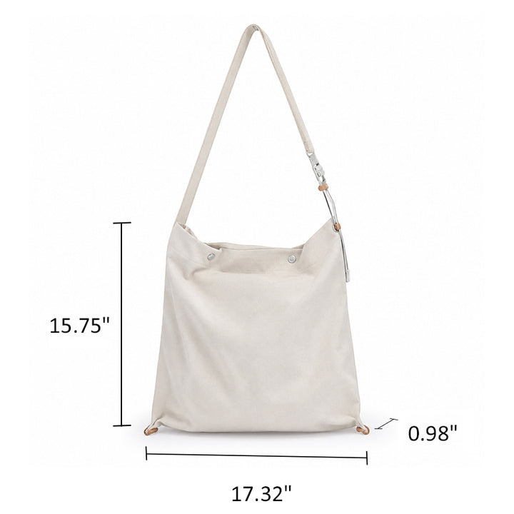 Heavyweight Canvas Hobo Crossbody Bag with Vegetable Tanned Leather Accents