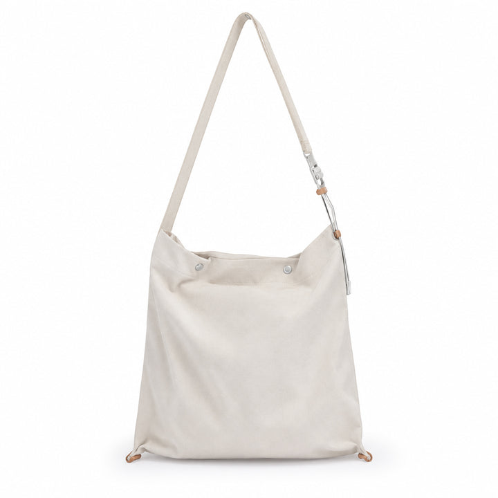 Heavyweight Canvas Hobo Crossbody Bag with Vegetable Tanned Leather Accents