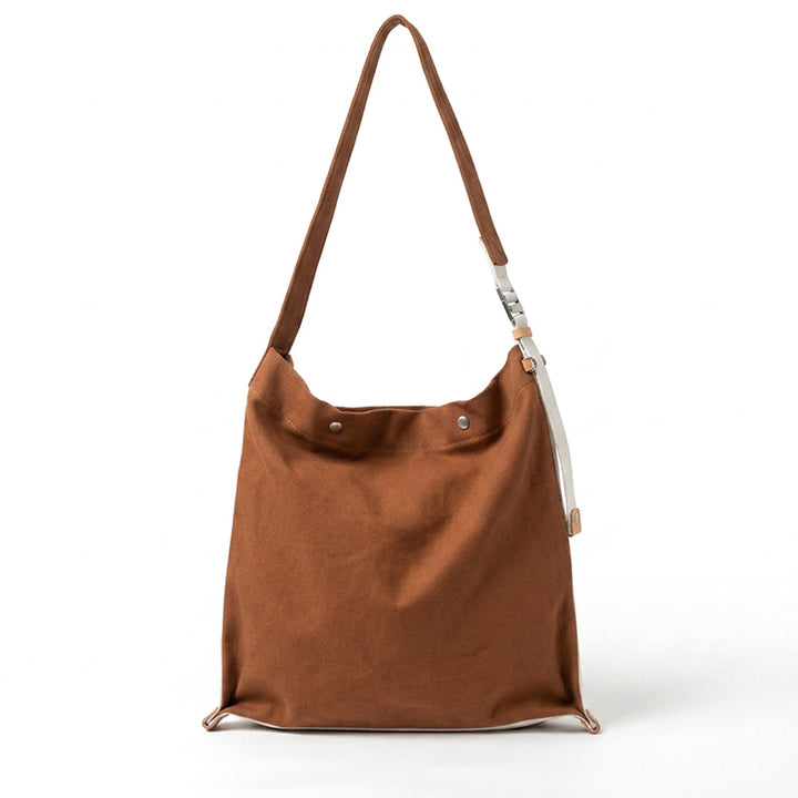 Heavyweight Canvas Hobo Crossbody Bag with Vegetable Tanned Leather Accents