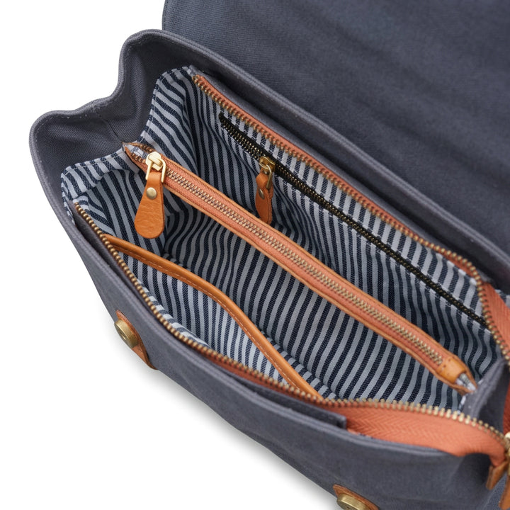 Canvas &amp; Leather Messenger Bag Vintage Crossbody Satchel