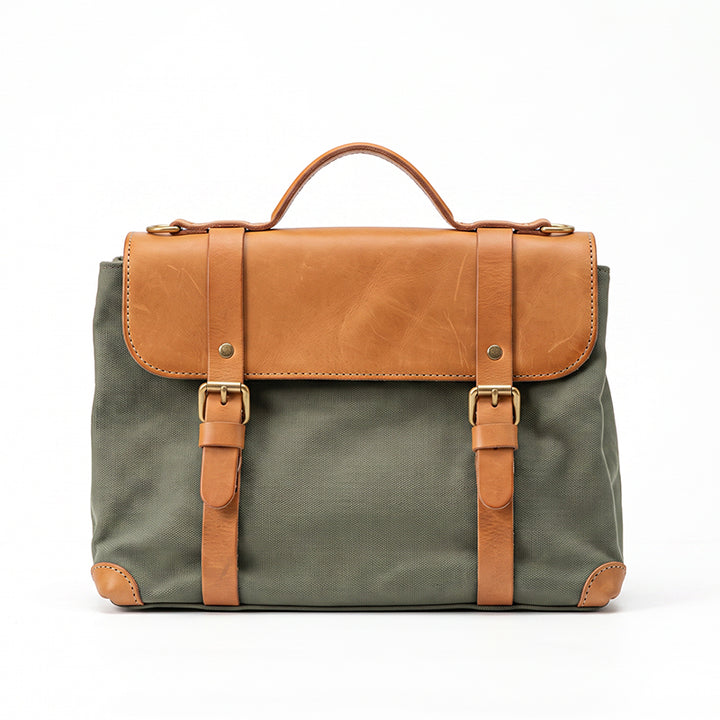 Canvas &amp; Leather Messenger Bag Vintage Crossbody Satchel