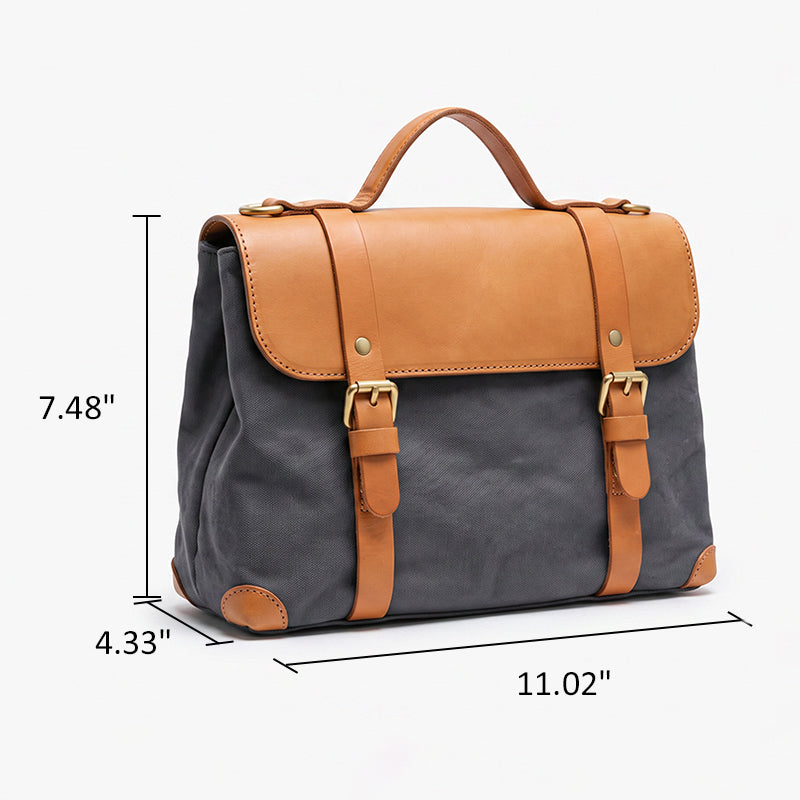 Canvas &amp; Leather Messenger Bag Vintage Crossbody Satchel