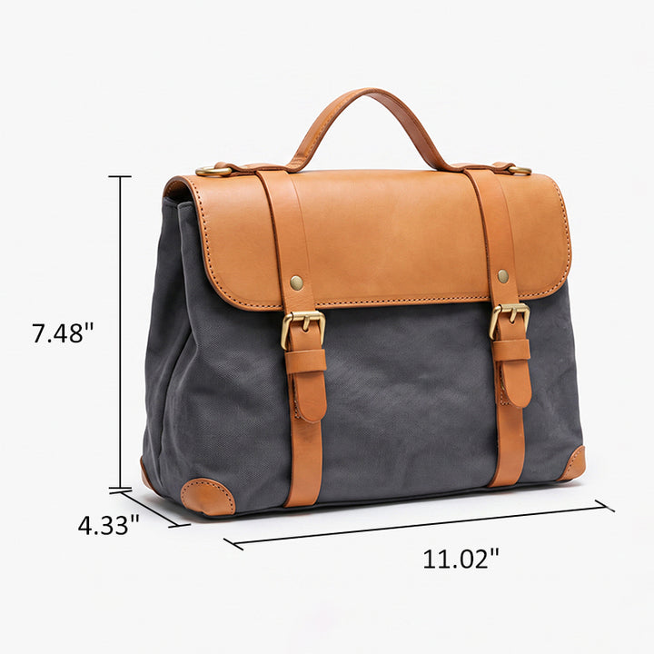 Canvas &amp; Leather Messenger Bag Vintage Crossbody Satchel
