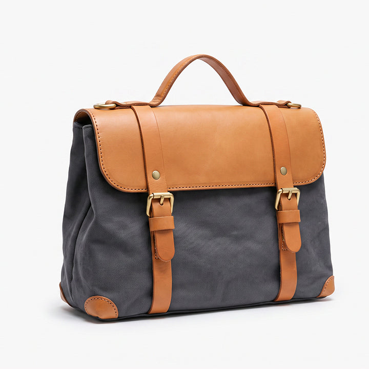Canvas &amp; Leather Messenger Bag Vintage Crossbody Satchel