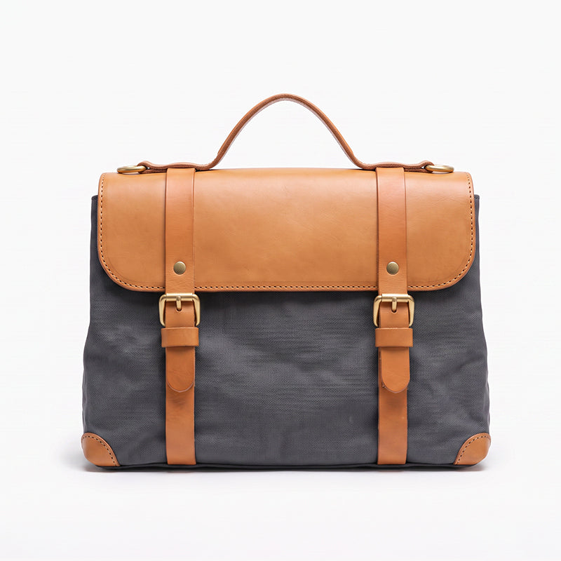 Canvas &amp; Leather Messenger Bag Vintage Crossbody Satchel