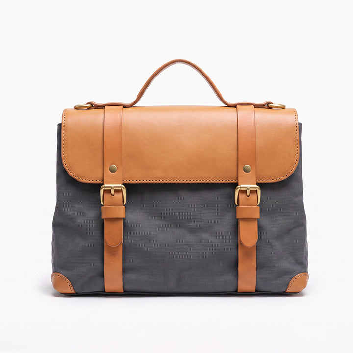 Canvas &amp; Leather Messenger Bag Vintage Crossbody Satchel