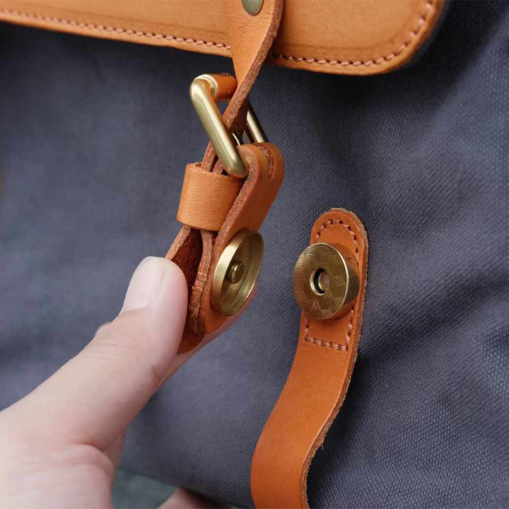 Canvas &amp; Leather Messenger Bag Vintage Crossbody Satchel