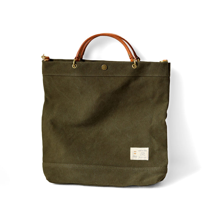 Canvas Tote Bag Leather Handle Vintage Large Shoulder Bag Crossbody