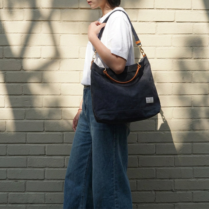 Canvas Tote Bag Leather Handle Vintage Large Shoulder Bag Crossbody