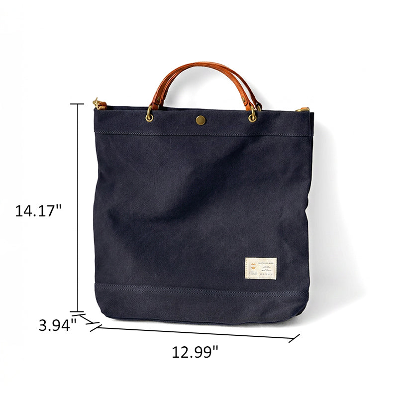 Canvas Tote Bag Leather Handle Vintage Large Shoulder Bag Crossbody
