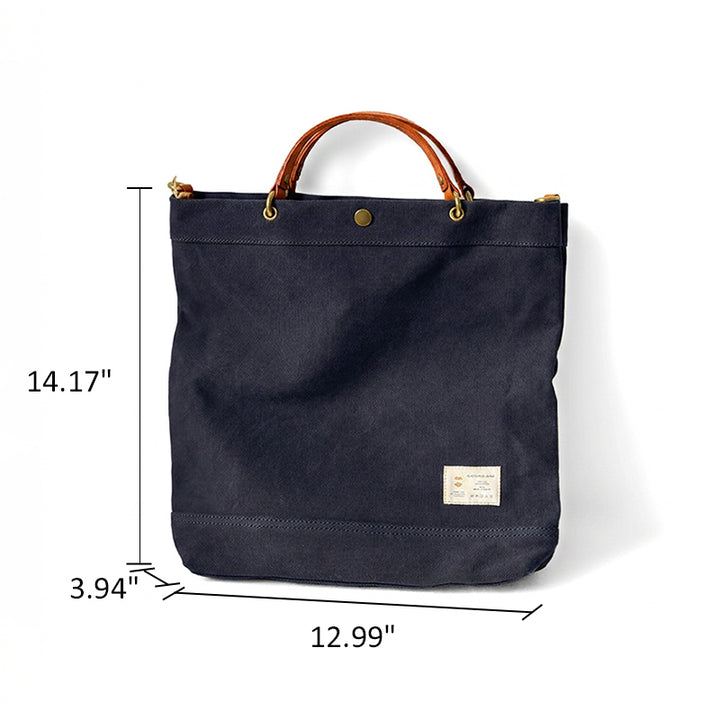 Canvas Tote Bag Leather Handle Vintage Large Shoulder Bag Crossbody