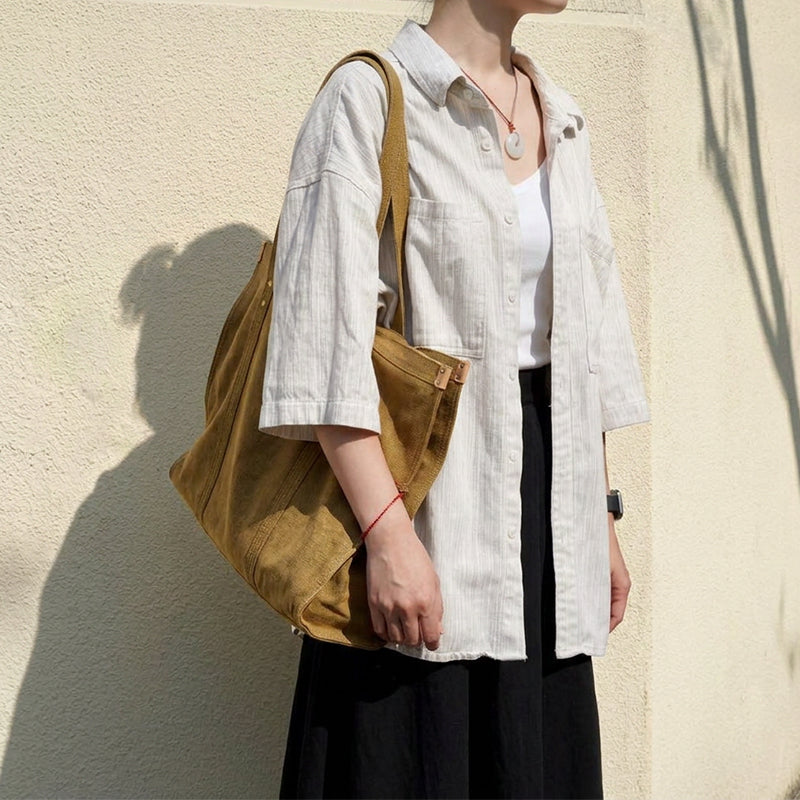 Large Canvas Tote Bag Heavy Duty Oversized Shoulder Bag Work Travel