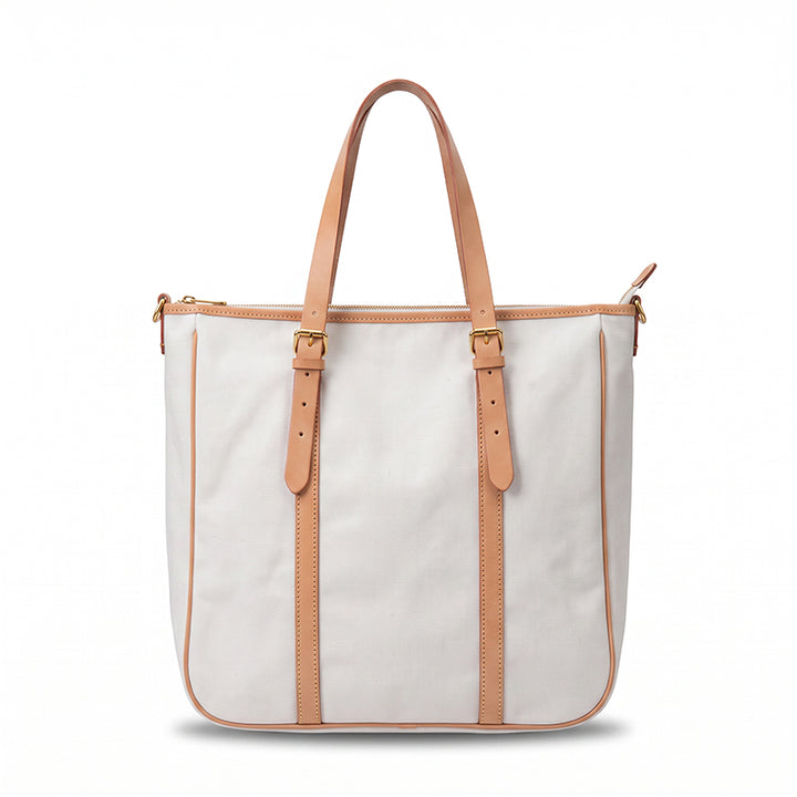 Canvas Tote Bag with Leather Harness Straps Work &amp; Laptop
