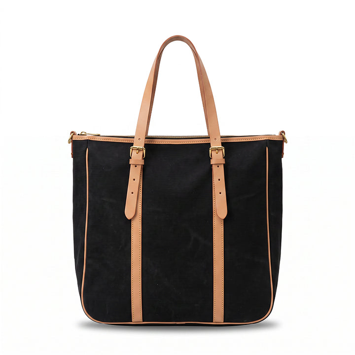 Canvas Tote Bag with Leather Harness Straps Work &amp; Laptop