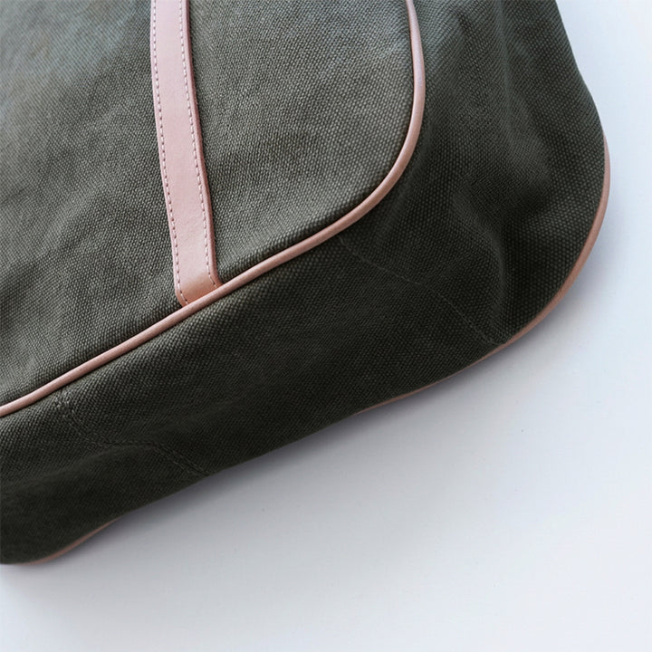 Canvas Tote Bag with Leather Harness Straps Work &amp; Laptop